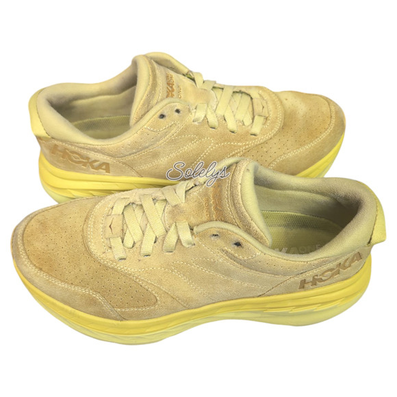 HOKA ONE Bondi L Suede Celery Lima Bean Green Yellow Sneaker Mens 10 Womens 11 - Picture 12 of 12